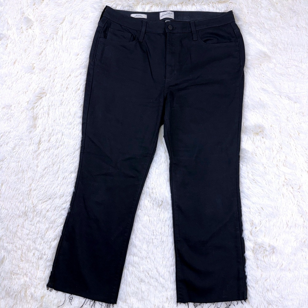 Universal Thread Ankle Bootcut Jeans Womens 14/32R Black Raw Hem Stretch